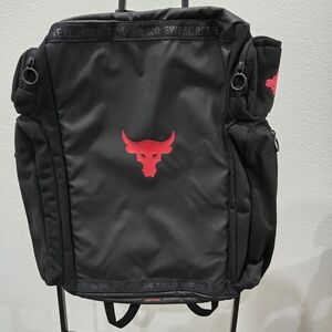 PROJECT ROCK Black Under Armour Men's Backpack with Red Logo